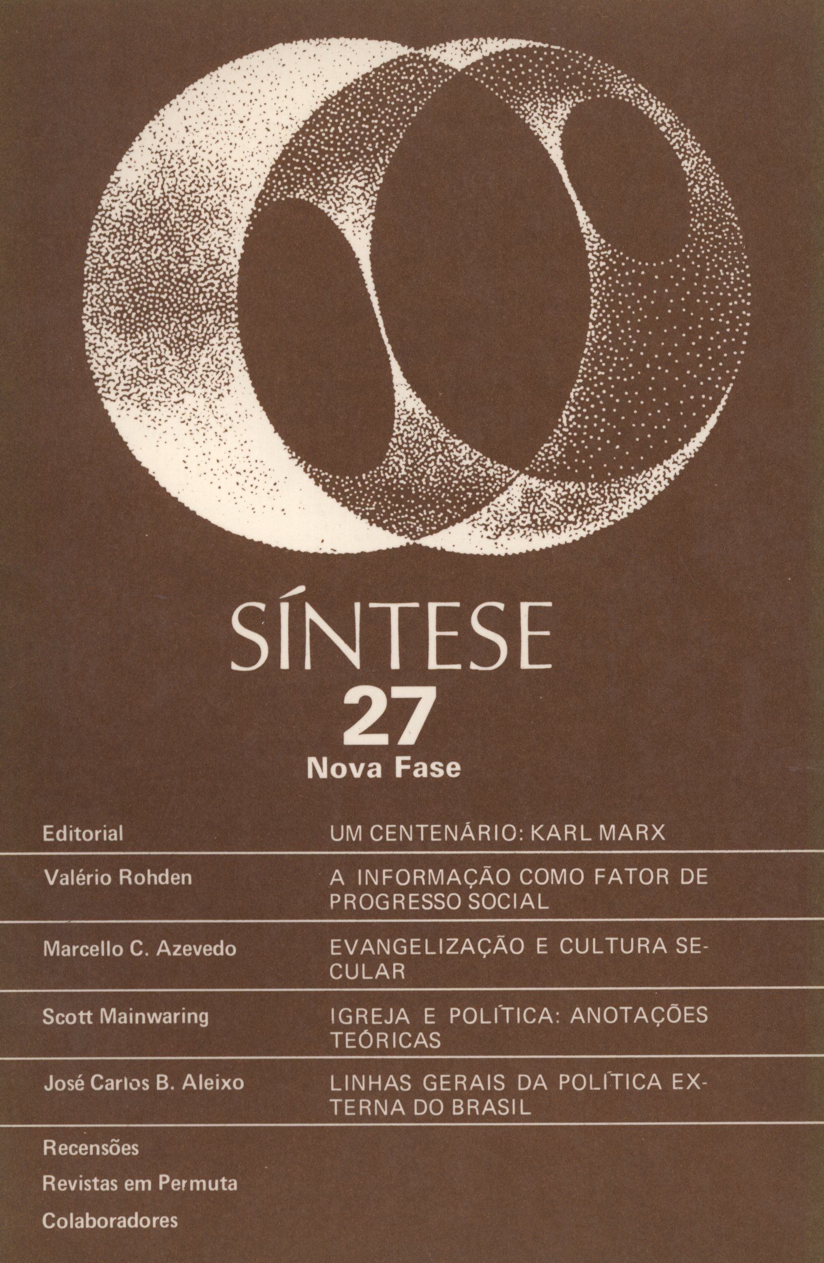 					Visualizar v. 10 n. 27 (1983): SÍNTESE
				