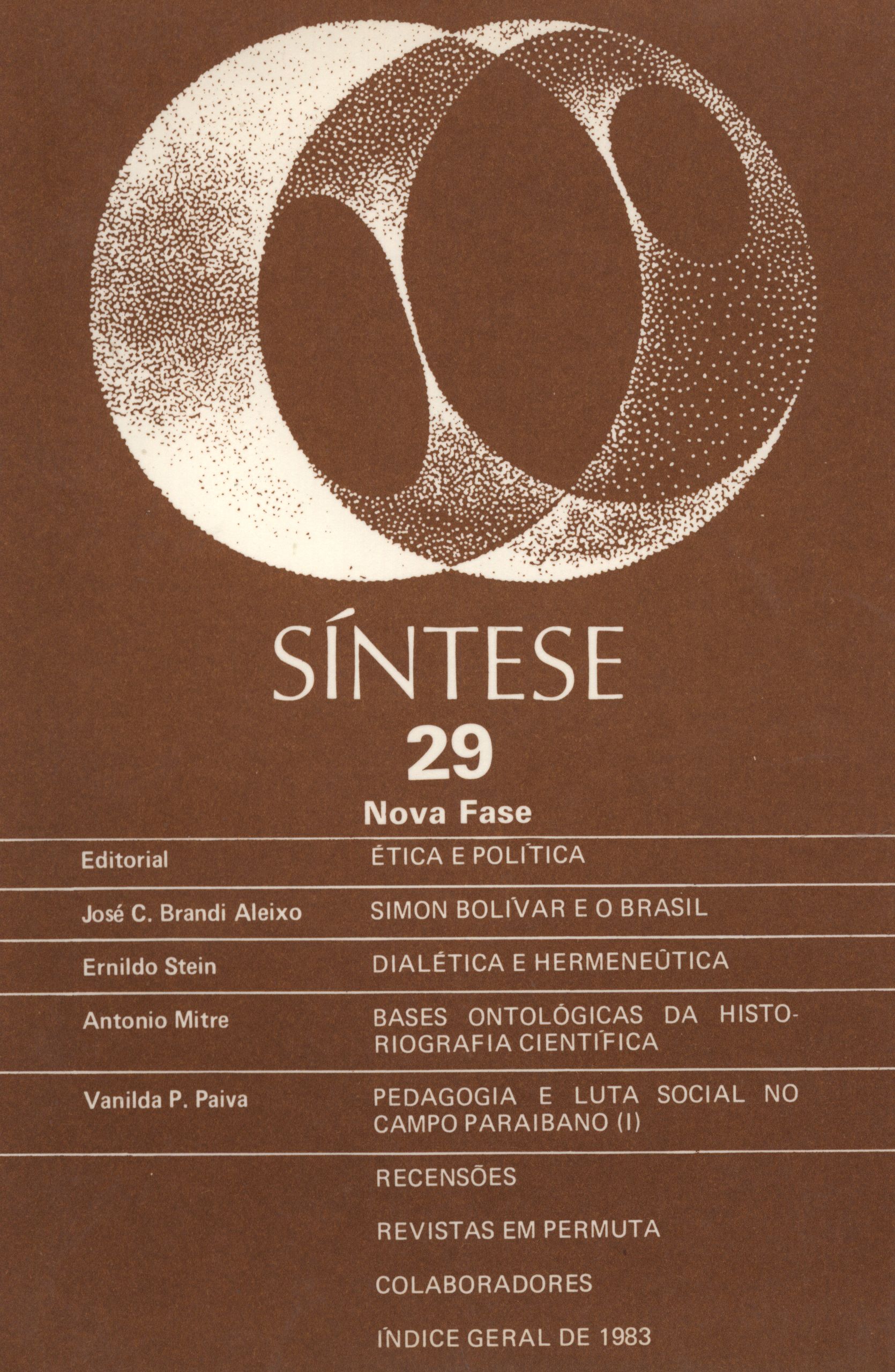 					Visualizar v. 10 n. 29 (1983): SÍNTESE
				
