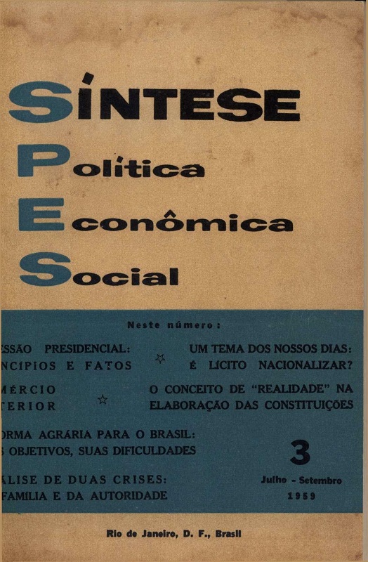 					Visualizar v. 1 n. 3 (1959): Síntese Política Econômica Social
				