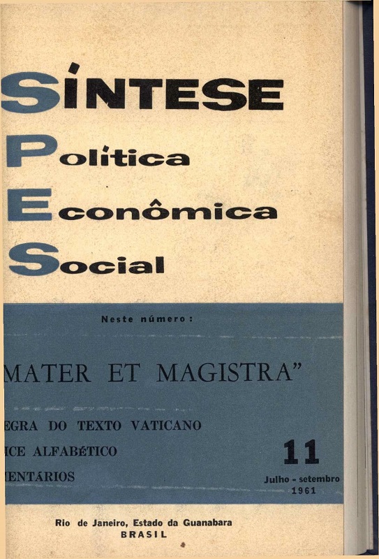 					Visualizar v. 3 n. 11 (1961): Síntese Política Econômica Social
				