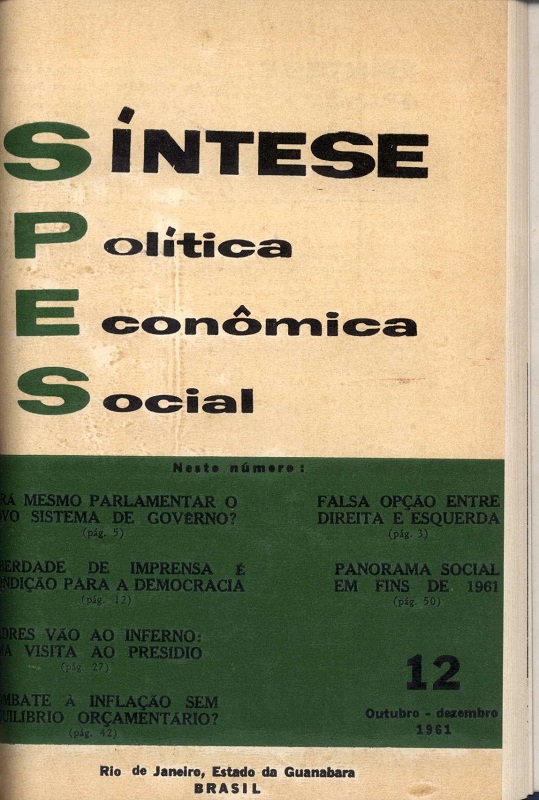 					Visualizar v. 3 n. 12 (1961): Síntese Política Econômica Social
				