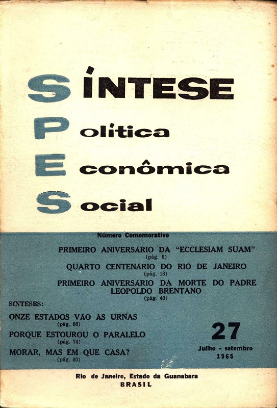 					Visualizar v. 7 n. 27 (1965): Síntese Política Econômica Social
				