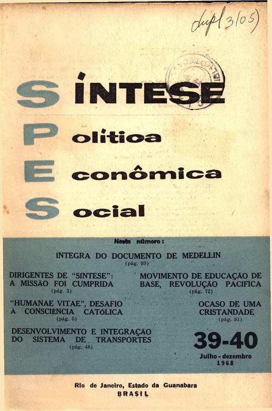 					Visualizar v. 10 n. 39-40 (1968): Síntese Política Econômica Social
				