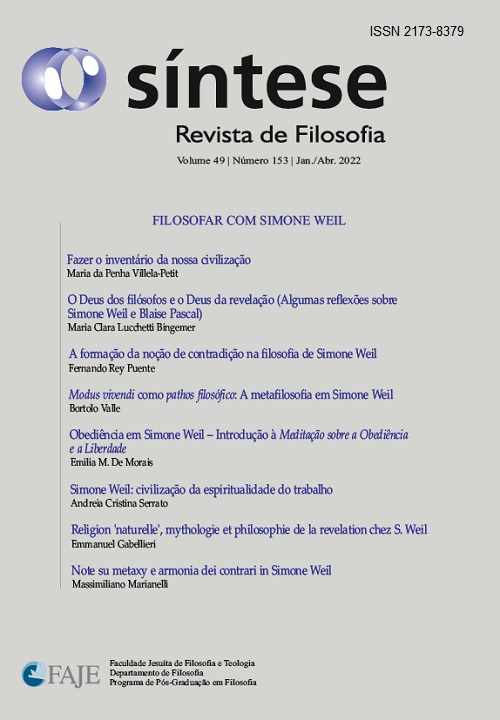 					Visualizar v. 49 n. 153 (2022): FILOSOFAR COM SIMONE WEIL
				