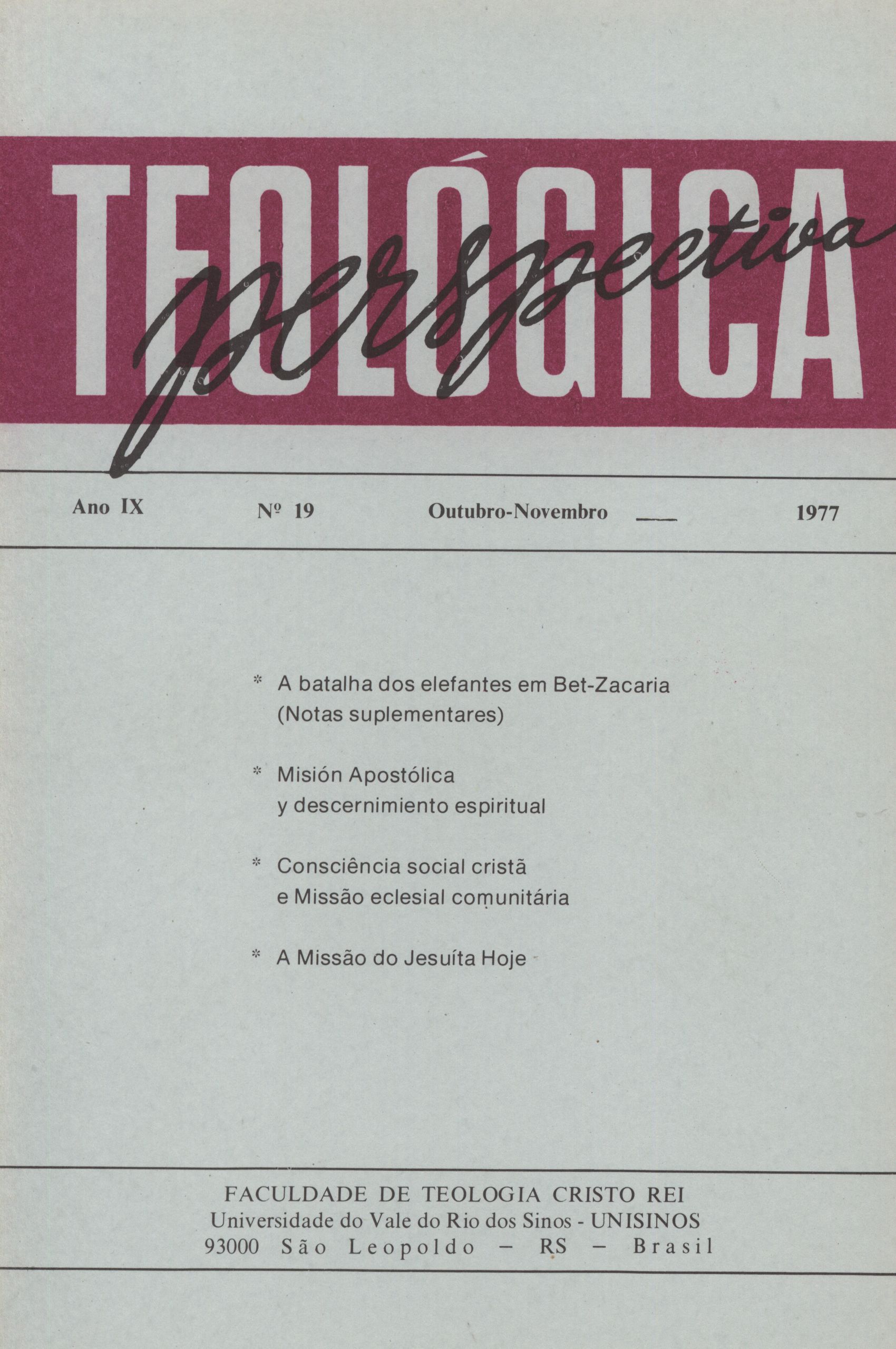 					Visualizar v. 9 n. 19 (1977): PERSPECTIVA TEOLÓGICA
				